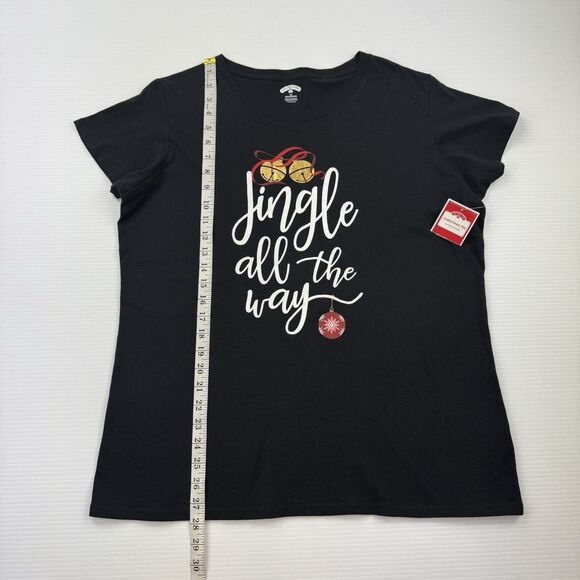 Holiday Time Women’s 2X Christmas T-Shirt Black Jingle All The Way Graphic Tee - Picture 8 of 8